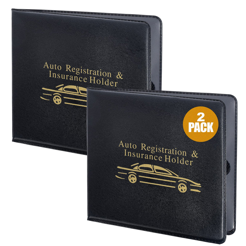 Andalus Auto Registration & Insurance Card Holder Pack of 2, Waterproof Essential Car Registration Holder with Hook & Velcro Closure, Perfect for Every Vehicles Glove Boxes (Black - 5.1" X 4.6") Black 2PK-Upgraded