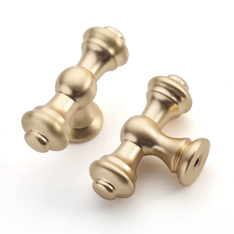 Asidrama 10 Pack Brushed Brass Cabinet Knobs - Gold Dresser & Drawer Knobs for Kitchen Cabinet Hardware Single Hole Knob
