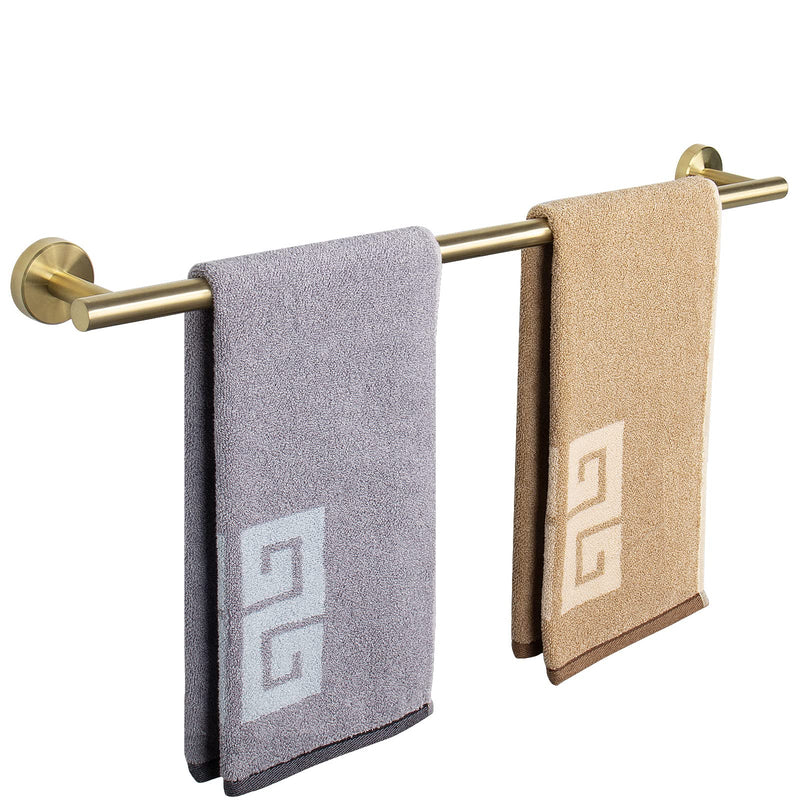 NearMoon Bath Towel Bar, Thicken Stainless Steel Shower Towel Rack Holder Wall Mounted for Bathroom, 26-lnch Overall Length-24-lnch Usable Hanging Space (1 Pack, Brushed Gold) 26 Inch 1