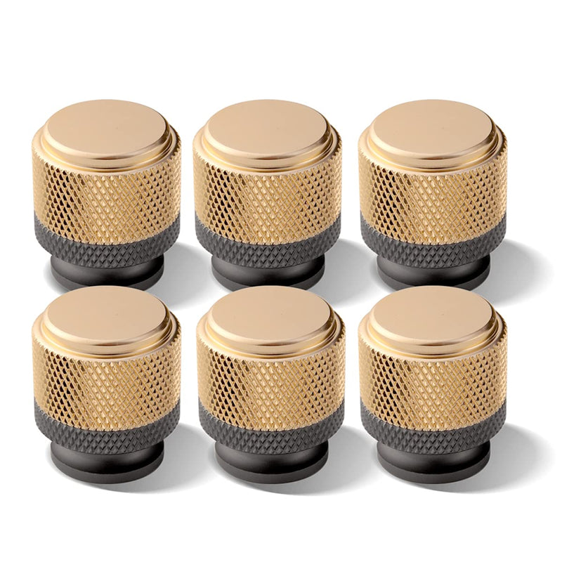 Drawer Knob 6 Pack 1" Cabinet Knob Aluminum Knob for Drawer Pulls Gold and Grey Oxidation Finish with Diamond Pattern 1 Inch Gold and Grey Knob