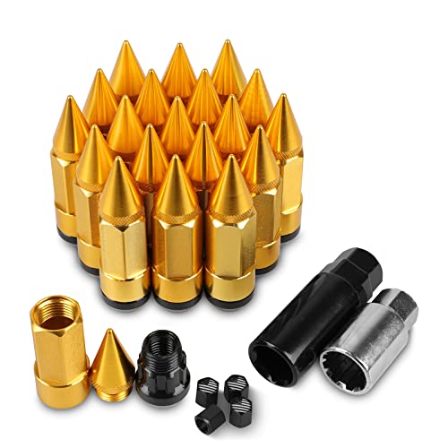 20PCS M12x1.5 Anti Theft Wheel Spikes Lug Nut Gold