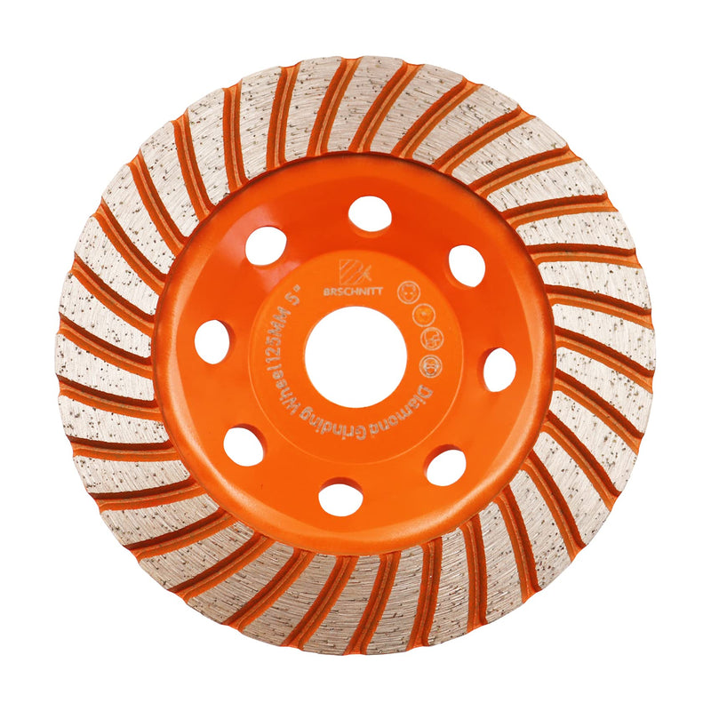 Diamond Cup Wheel 125 mm - BRSCHNITT Welded Double Row Diamond Cup Grinder Grinding Wheel for Concrete Masonry Granite Marble Natural Stone 1