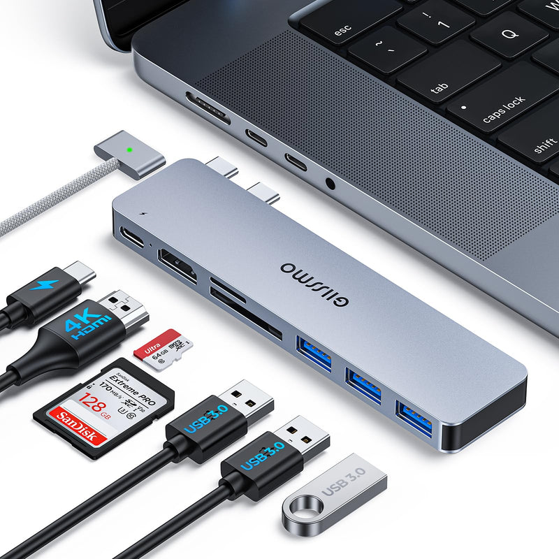 USB C Adapter HDMI Hub for MacBook Pro/Air M1 M2 M3 2024 2023 13" 15" 16",Mac USB Adapter 7-in-2, MacBook Accessories with HDMI, USB C and 3 USB A 3.0 Data Ports, SD&microSD Card Reader 4704（HDMI）