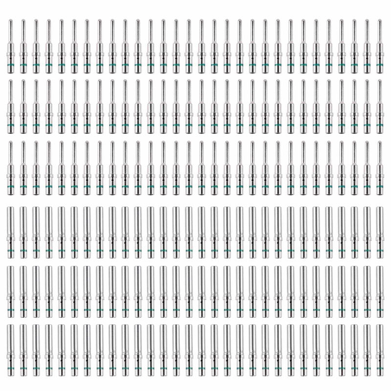 JRready 90 Pairs/180PCS Deutsch Connector Pins and Sockets Solid Contacts Size 16 - Male/Female Pins 0460-215-16141/0462-209-16141, DT Connector Terminals Wire Size 14-20AWG ST6281 Size 16 - 90 Pairs Green Stripes Solid Contacts