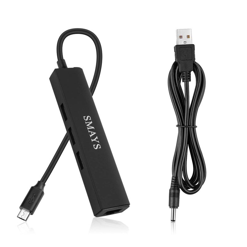 Ethernet Adapter Replacement for Roku Express 4K+ 2021 Streaming Media Player - with Micro USB OTG Cable to 3 USB Hub Black