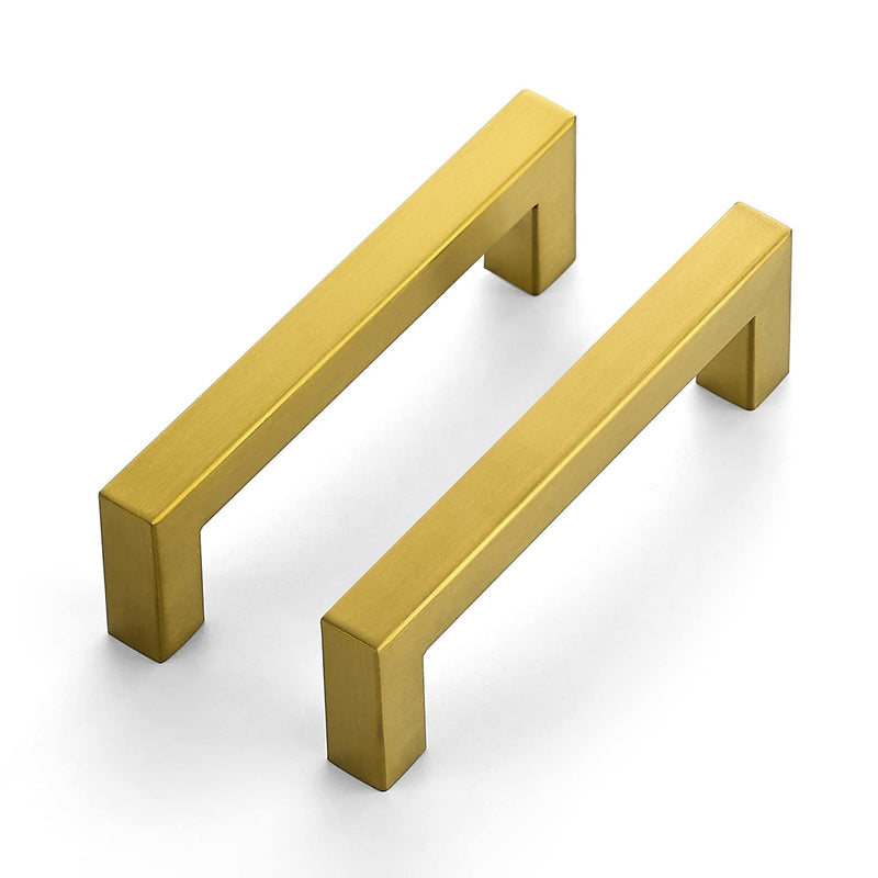 Ravinte 12 Pack 4 Inch Square Kitchen Cabinet Handles Cabinet Pulls Brushed Brass Drawer Pulls Kitchen Cupboard Hardware Handles for Cupboard Dresser Drawers Brushed Gold