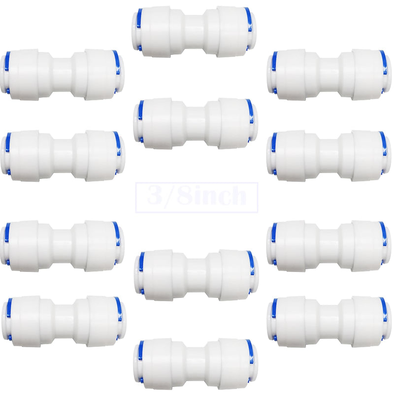 CESFONJER RO Water Filter Fitting, 3/8 Inch Push-Fit Straight Plug, for RO System Drink Dispensing, Water Purifier, Pure Water Machines, Direct Drinking Fountains, Pack of 12 Set 1.