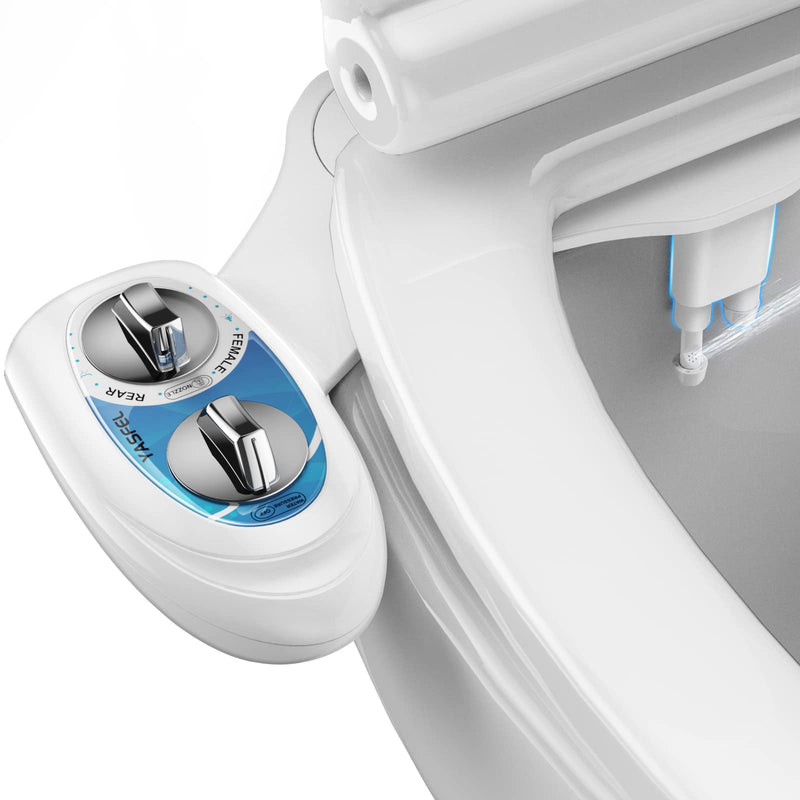YASFEL Bidet Attachment for Toilet, Non-Electric Self-Cleaning Bidet Seat Attachment, Fresh Cold Bidet Attachment for Feminine/Posterior Wash, with Adjustable Pressure Control (Blue/White) Blue White