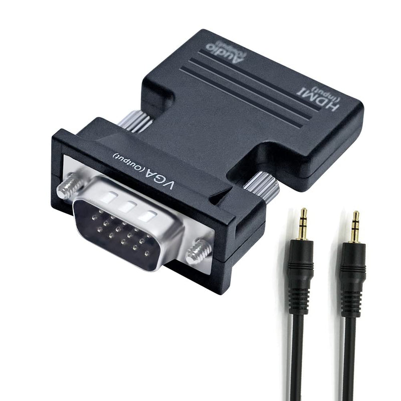 DTech HDMI to VGA Adapter with 3.5mm Audio Port (PC HDMI Source Output to VGA TV) for Old Computer Monitor Laptop Projector 1080P Video (Female HDMI in, Male VGA Out adaptador)