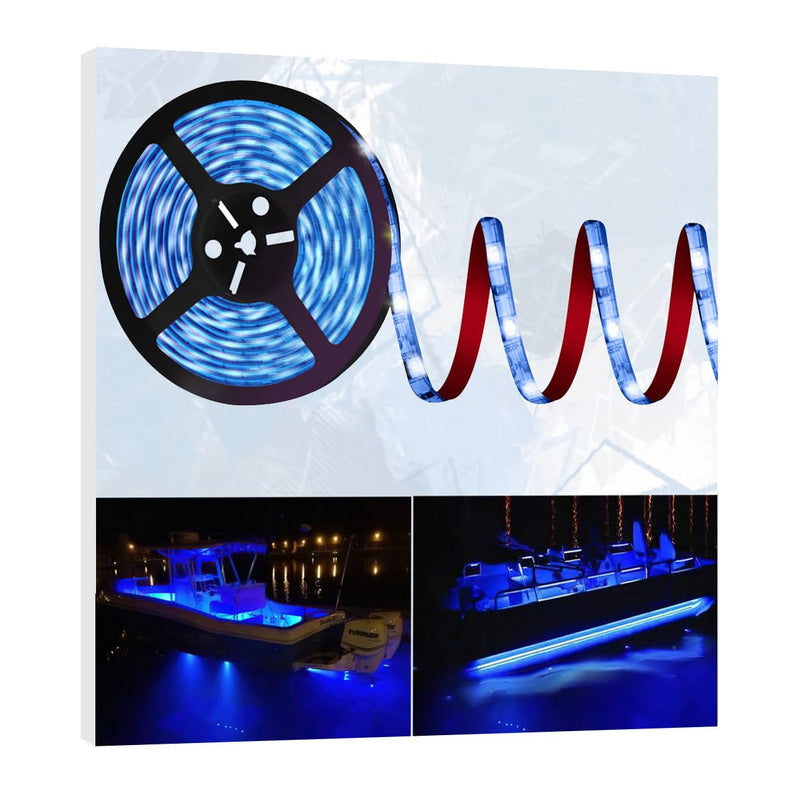 HOKIION Pontoon Led Boat Lights, 12V 20FT Marine Led Strip Lights, Waterproof Boat Interior Light, Boat Deck Light, Night Fishing Lighting with and Extension Cable for Boats (Blue) Blue (20FT)