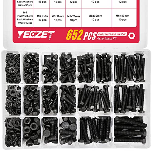 163 Set M4 M5 M6 Heavy Duty Bolts and Nuts Assortment Kit Alloy Steel Grade 8.8 Includes 13 Most Common Sizes M4,M5,M6--163 Set Bolts and Nuts Kit