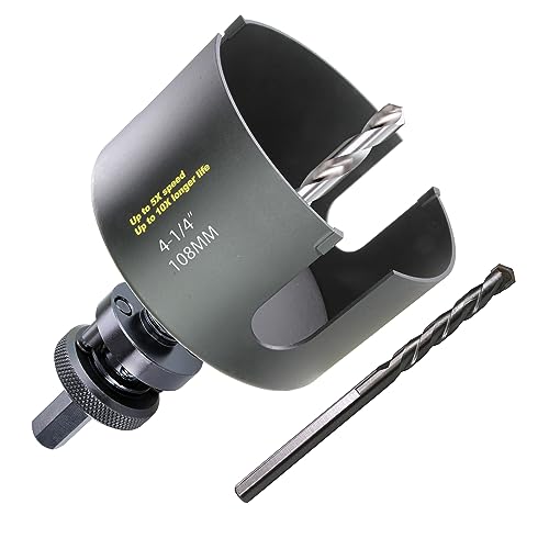 4-1/4 inch Dia Deep Carbide Tipped Hole Saw, 2.36” Cutting Depth for Multiple Material Hardy Plank MDF Wall Tile 10X More cuts 5X More Faster 4-1/4"(108mm)