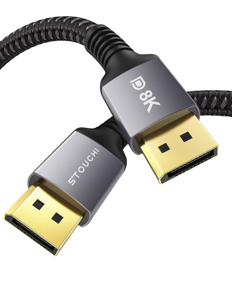 Stouchi DisplayPort Cable 1.4, 8K 4FT DP Cable 32.4Gbps 8K@60Hz HBR3 4K@60Hz/144Hz/120Hz 5K@60Hz 1080P@240Hz Support FreeSync G-Sync HDR10 Display Port for Gaming Monitor Graphics Card 4 FT 8K-Grey