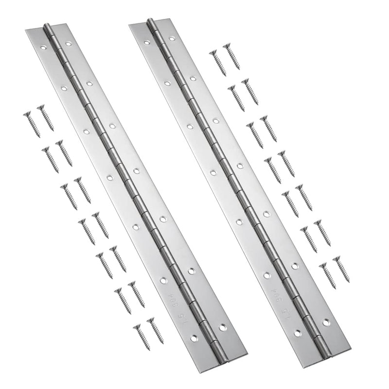 Marine Grade 304 Stainless Steel Piano Hinge, 16.5"X2" Continuous Boat Hinge, 0.06'' Thickness Heavy Duty Polished Finish Long Hinge with Screw for Cabinet, Cabin Door, Stocker Box(2 Pack) Marine Grade 304 Stainless Steel 16.5 Inch (2PCS)