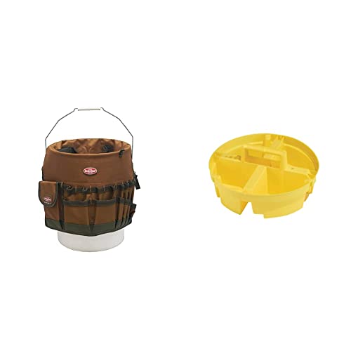 Bucket Boss The Bucketeer Bucket Tool Organizer in Brown, 10030 & Bucket Stacker Small Parts Organizer, Bucket Organization (15051) , Yellow