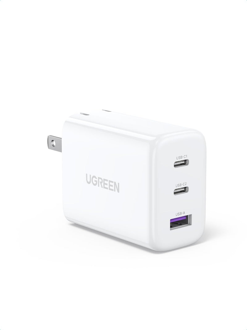 UGREEN 65W USB C Charger, 3 Ports Compact Foldable Fast Wall Charger Block, USB C Power Adapter for MacBook Pro/Air, iPhone 16/15/14, iPad Pro, Dell XPS, Steam Deck, Galaxy S24, Pixel 8/7
