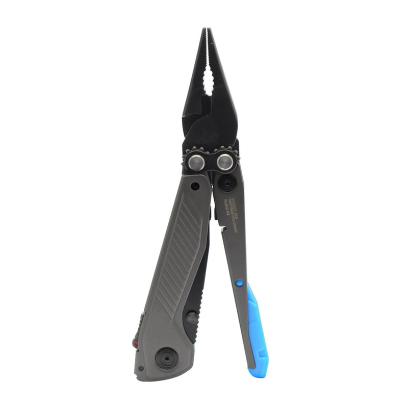 SOG Everyday Daily Solution EDC Flash MT Multi-Tool with CRYO D2 Steel Compact Pocket Size, 7 Tools, Stainless-Steel Housing, Urban Gray & Cyan One Size