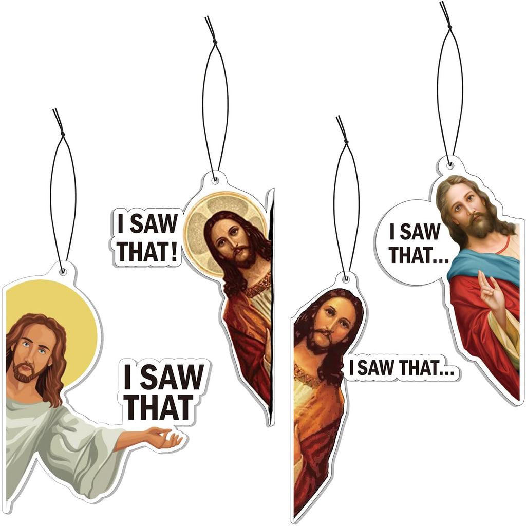 8 Pack Jesus I Saw That Car Air Fresheners Funny Hanging Air Fresheners Car Fresheners for Men Air Fresheners for Cars Cute Car Mirror Freshener Car Mirror Scented Hanging Accessories for Men Woman