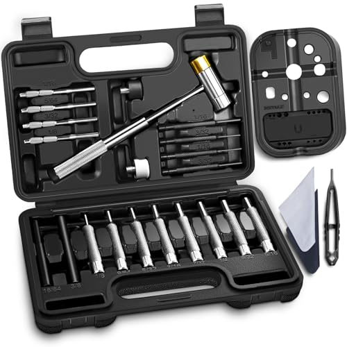 BESTNULE 25pc Punch Set and Hammer, Roll Pin Punch Set with Bench Block 25-piece set