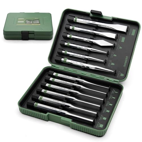 12-Piece Punch and Chisel Set, 60Cr-v Steel Made and Heat-treated.