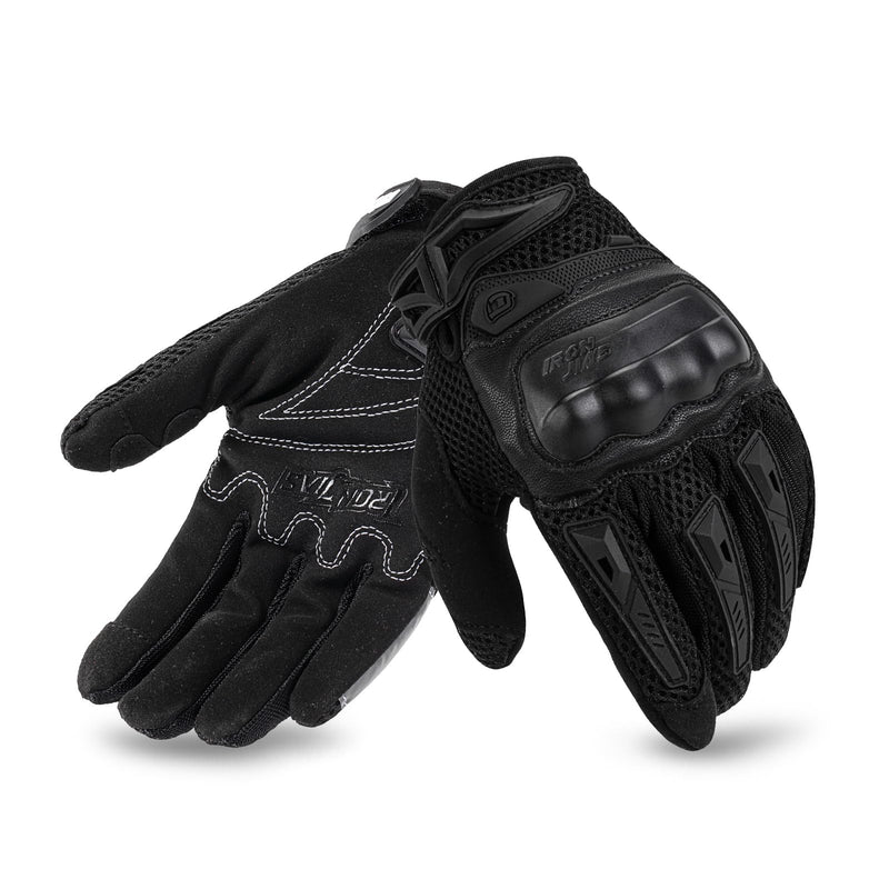 IRON JIA'S Motorcycle Gloves for Men and Women - Motorbike Powersports Racing Gloves with Hard Knuckle Touchscreen for BMX ATV MTB Riding (Black L) Large Black-02