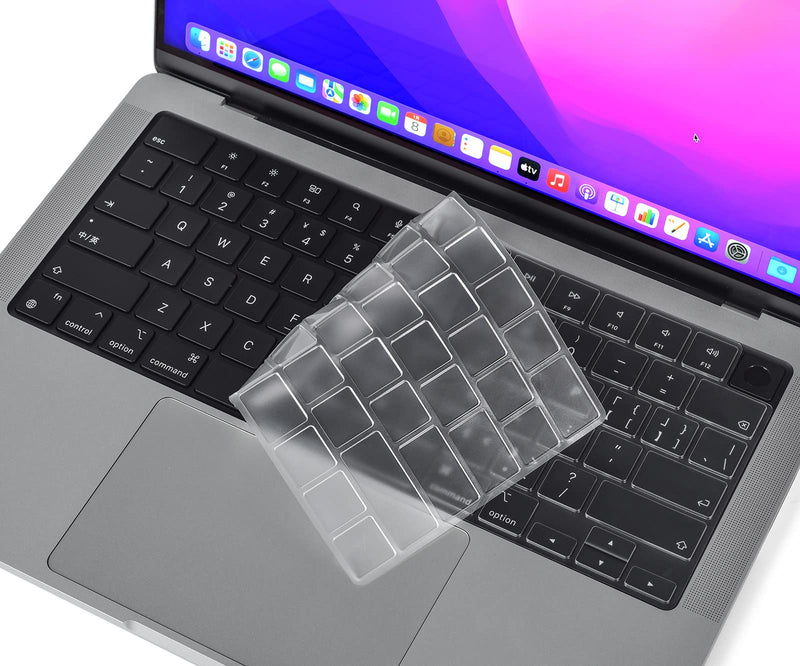 CaseBuy Premium Keyboard Cover for 2024 2023 M2 M3 MacBook Air 15" A2941 A3114, M2 M3 MacBook Air 13.6" A2681 A3113, MacBook Pro 14" 16" A2442 A2779 A2918 A2992 A2485 A2780 A2991 M3 M2 M1 Pro/Max MacBook Pro 14/16 Inch Clear