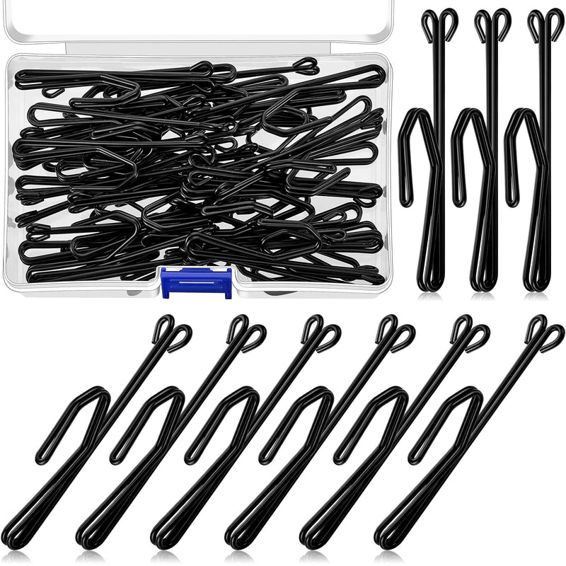 Jetec Drapery Hooks 3 Inch Metal Curtain Hooks Slip on Drapery Hook for Pleated Drapes Stainless Steel Pins and Hook for Window Door Curtain(Black,70 Pieces) Black 70