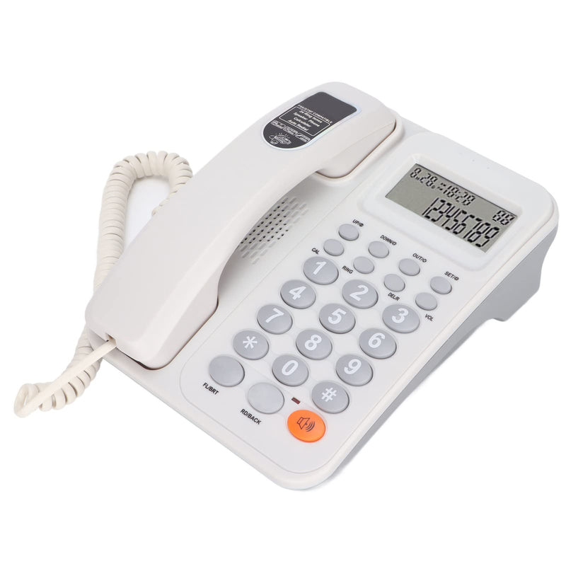 KX T2027CID Corded Phone, Landline Phone with LCD Display Desktop Phone for Home Office Hotel, Telephones Landline Corded with Semi Handsfree Call, Caller ID, 24 Ringtones(White)