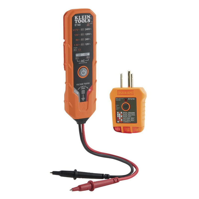 Klein Tools ET40VP Voltage Test Kit, GFCI Receptacle Tester, AC/DC Voltage Tester, Detects Common Electrical Wiring Problems Digital Tester Kit