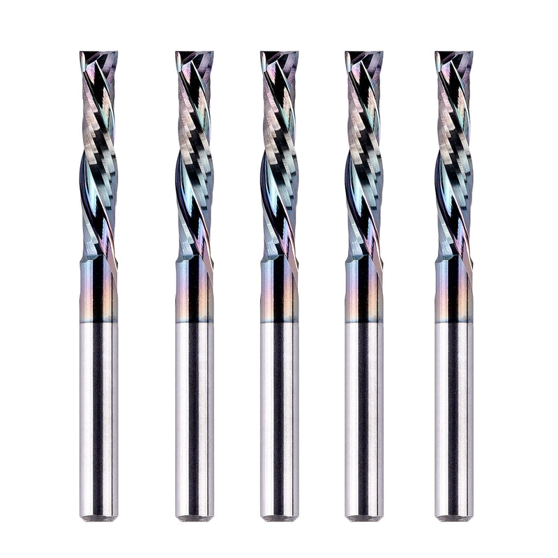 SpeTool 5Pcs Carbide Compression Router Bit Up&Down Cut 1/8 inch Cutting Dia for CNC Mill Machine Wookwork 3D Profile Detail Engraver Carving Coated COMPRESSION CUT D1/8-L3/4"