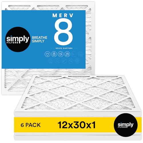 Simply Filters 12x30x1 MERV 8, MPR 600, Air Filter (6 Pack) - Actual Size: 12"x30"x0.75" HVAC, AC Furnace Air Filter