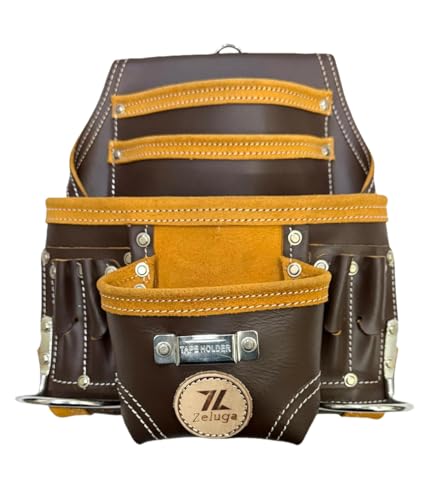 Zeluga 20-164 10 Pocket Rigger Heavy Duty Leather Tool Bag, Coffee