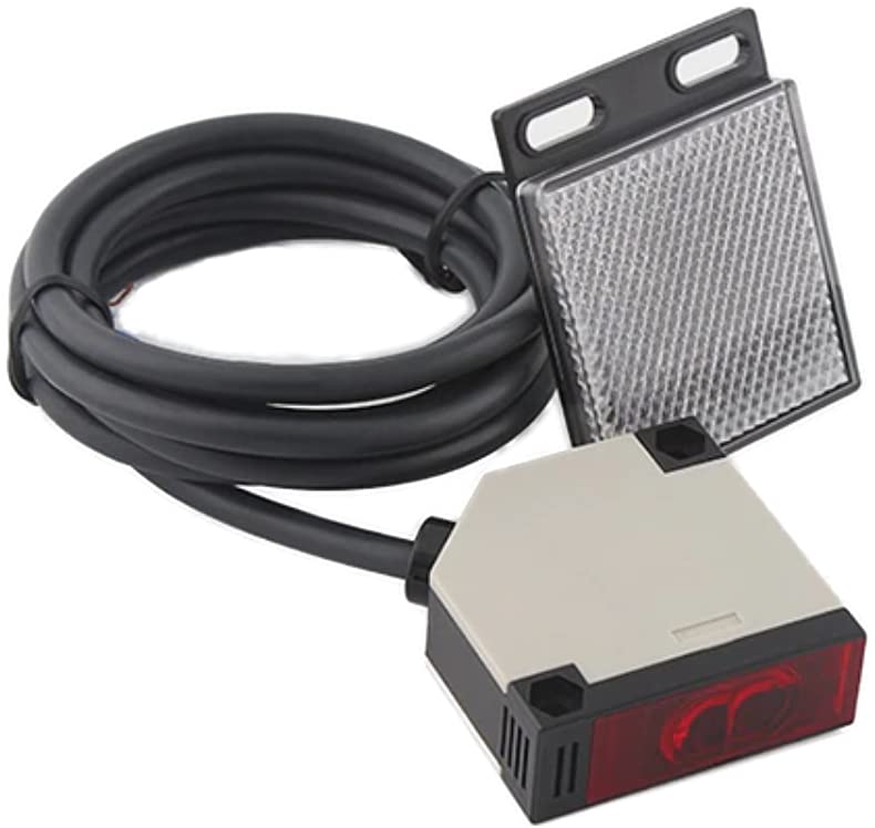 Reflector Photoelectric Sensor 12-24 Volt DC Reflection Photoelectric Sensor with Mirror IR Photoelectric Sensor up to 4 Metres