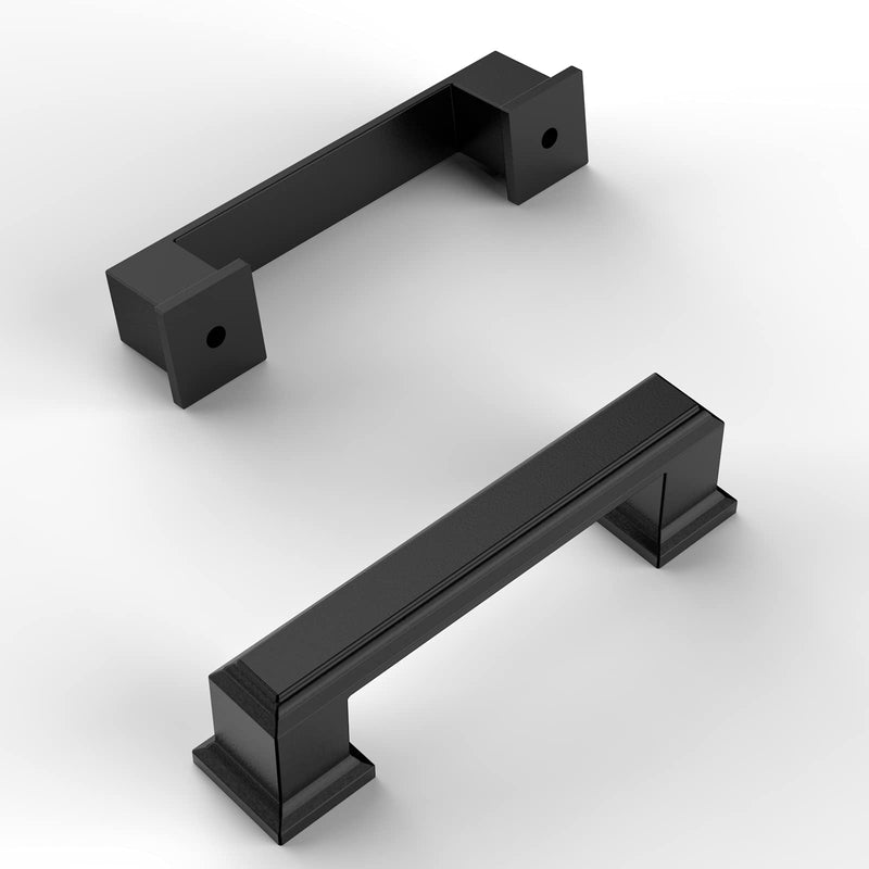 Amerdeco 6 Pack Matte Black Cabinet Pulls 3 Inch(76mm) Hole Center Hardware for Bathroom Drawer Handles Dresser Pulls ZH0001 3"/76MM Hole Center