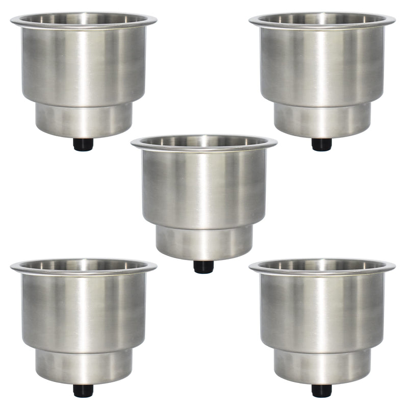 Yuanhe Stainless Steel Cup Drink Holder Insert with Drain for Marine Boat RV Camper, 5PCS