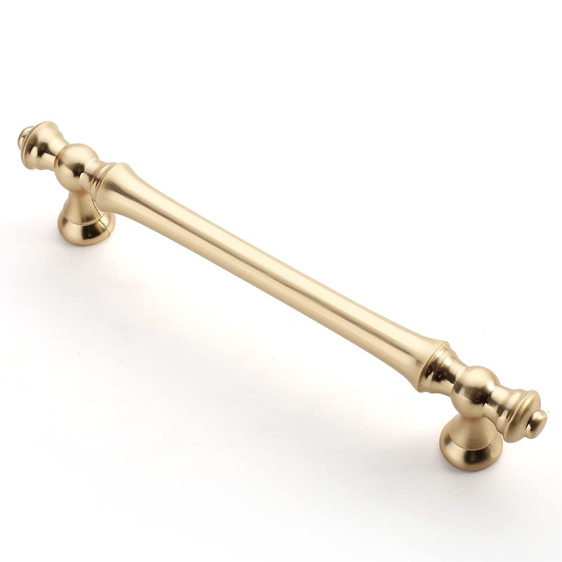 Asidrama 6 Pack 5 Inch(128mm) Brushed Brass Kitchen Cabinet Handles, Gold Cabinet Pulls Kitchen Cabinet Hardware for Cupboard Drawer Pulls 5" Hole Center