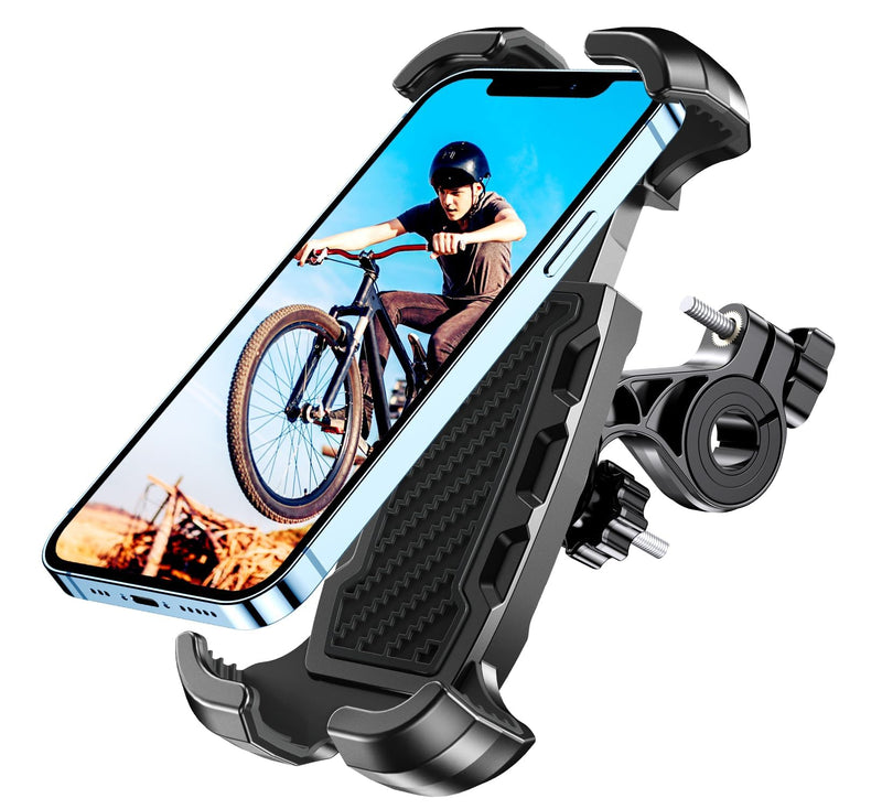 Motorcycle Phone Mount, Upgrade [Never Fall Off] [0 Shake] Bike Phone Mount, [3s Put & Take] 360° Rotatable Phone Holder for Motorcycle Bike Bicycle Scooter Compatible with Cellphones 4.7-6.8”