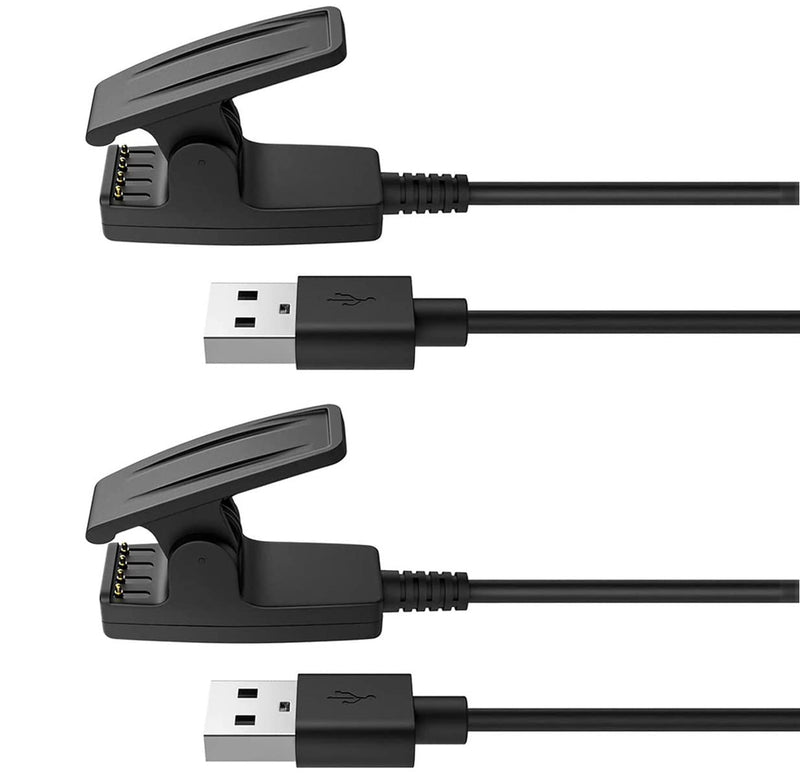 Charger for Garmin Lily, Vivomove HR, Forerunner 235/35/230/630/645/735XT, Approach S20/G10 Replacement Charging Clip Sync Data Cable (2-Pack, 3.3ft/1m) (2) 2
