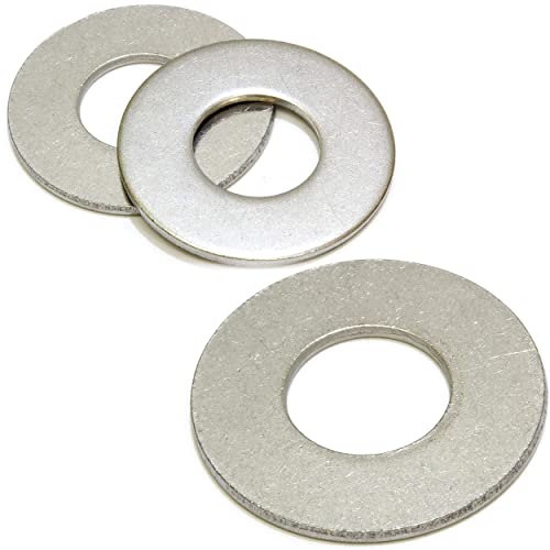 3/8" Stainless Flat Finish Washer 7/8" OD (100pc), 18-8 (304) Stainless Steel 1/2" Stainless Flat Finish Washer, 1-1/4" Outside Diameter (50 Pack) by Bolt Dropper