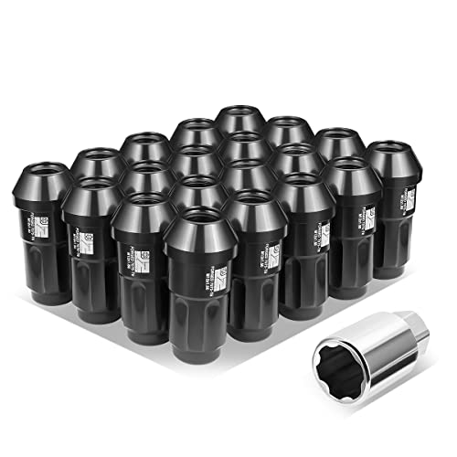 J2 Engineering J2-LN-T7-035-15-BK M12 x 1.5 T6-7075 Aluminum 50mm Closed End Lug Nuts w/Deep Drive Extension Adapter,Black