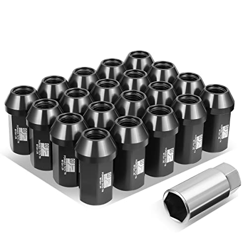 J2 Engineering J2-LN-T7-038-125-BK M12 x 1.25 T6-7075 Aluminum 42mm Closed End Lug Nuts w/Deep Drive Extension Adapter,Black,25mm x 42mm