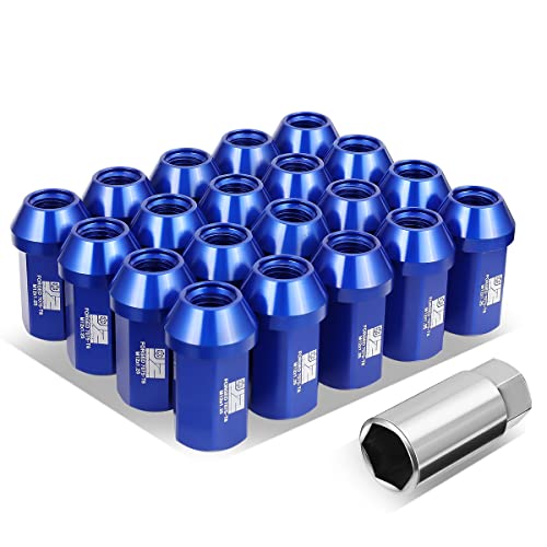 J2 Engineering J2-LN-T7-038-125-BL M12 x 1.25 T6-7075 Aluminum 42mm Closed End Lug Nuts w/Deep Drive Extension Adapter,Blue, 25mm x 42mm