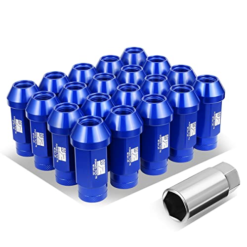 J2 Engineering J2-LN-T7-037-125-BL M12 x 1.25 T6-7075 Aluminum 50mm Closed End Lug Nuts w/Deep Drive Extension Adapter,Blue, 24mm x 50mm