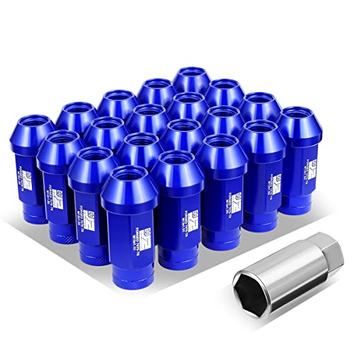 J2 Engineering J2-LN-T7-037-15-BL M12 x 1.5 T6-7075 Aluminum Closed End Lug Nuts w/Deep Drive Extension Adapter,Blue,24mm x 50mm