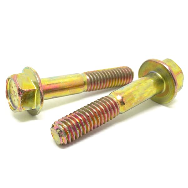 (50 Pieces) 5/16-18x1-1/2 Grade 8 Hex Flange Bolts Screws UNC Coarse Partial Threads Zinc Yellow 50