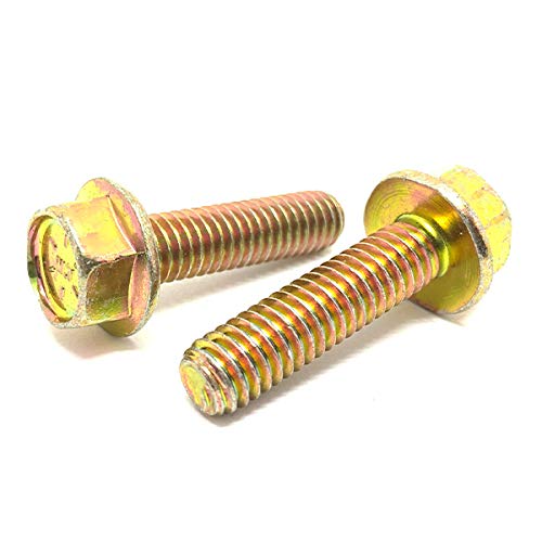 (50 Pieces) 3/8-16x1 Grade 8 Hex Flange Bolts Screws UNC Coarse Full Threads Zinc Yellow 50
