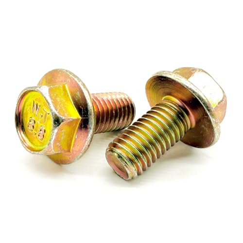 (40 Pieces) M10-1.5x20 Class 8.8 Hex Flange Bolts Screws UNC Coarse Full Threads Zinc Yellow 40