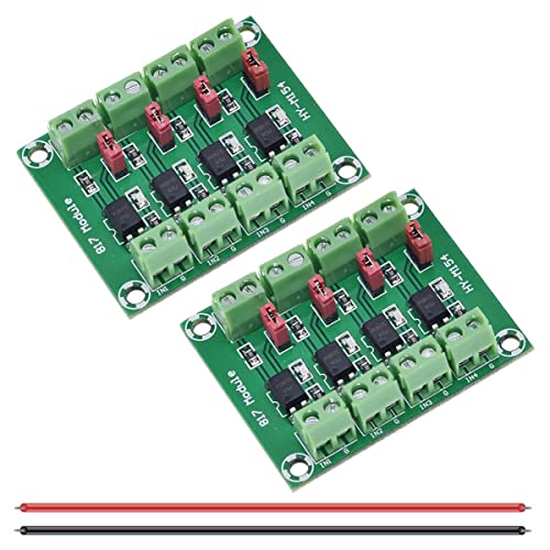 2pcs PC817 4 Channel Optocoupler Isolation Module 3.6-30V Voltage Converter Driver Photoelectric Insulated Board for Control Relay with 24AWG Wire 4 channels