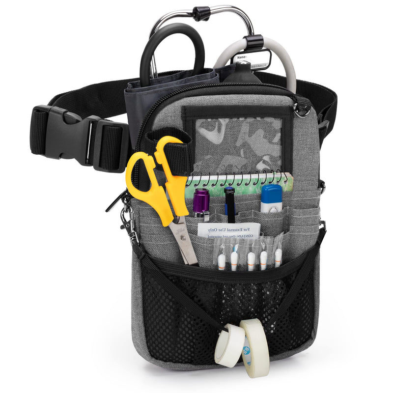 Trunab Nurse Waist Bag with Adjustable Waist Belt - Gray | Nurse organizer bag with multiple compartments, ideal for nursing set and stethoscope