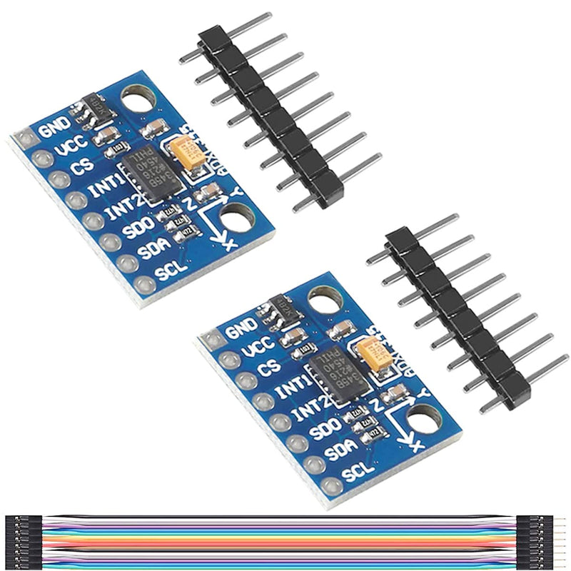 2pcs GY-291 ADXL345 IIC/SPI Digital 3-Axis Digital Acceleration Tilt Module with Pinheader DuPont Cable for Arduino